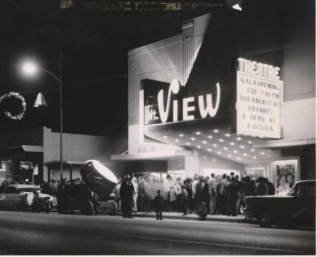 Mountain View theater at night